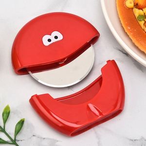 Smiley Face Rotary Round Pie <b>Baking</b> Kitchen Gadget Retractable Pizza Cutter With Latch - Product Image 3