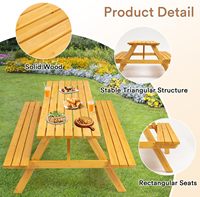 Table de pique-nique intégrée en bois massif moderne, ensemble de salle à manger de loisirs extérieur 4 places, mobilier de jardin et de terrasse
