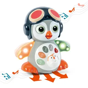 ITTL ayunan universal elektronik berjalan 6 bulan, batang mainan sensor bayi goyang Pinguin dengan lampu dan musik