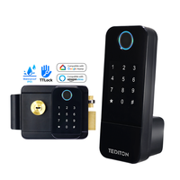 Serrure de porte intelligente Tediton App, étanche, pour portail extérieur, serrure à mortaise, double empreinte digitale, clavier numérique, serrure électronique