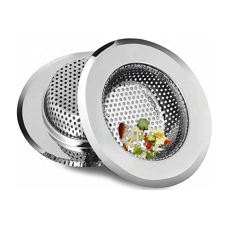 Stainless Steel Kitchen Sink Strainer Smooth Edges Large Wide Rim 4.5" Diameter Kitchen Accessories