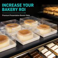 Boîte d'emballage pliable carrée en PET transparente et durable à 2 compartiments, écologique et jetable, pour cheesecake semi-cuit, sandwich et pizza