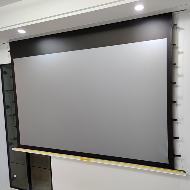 PerfecTisan Embedded Auto Motorized Projector Screen 130inch 4K Electric Movie Screens with Anti-rolling Edge Puller ALR Screen