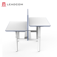 Poste de travail électrique moderne Leadcom LS-782 à hauteur réglable, bureaux doubles assis-debout personnalisés pour entrepreneurs en aménagement de bureaux