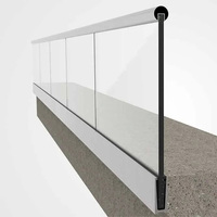EKOO Garde-corps en verre trempé sans cadre en aluminium pour balcon et terrasse, profilé en U pour villa