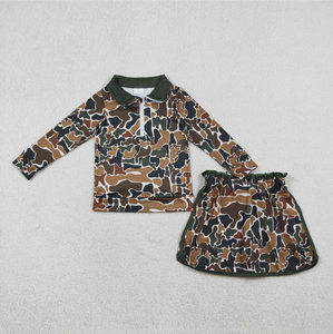 Conjuntos de ropa para hermanas, niñas, con estampado de camuflaje del sur, suéter con cremallera, falda y pantalones cortos - Product Image 4