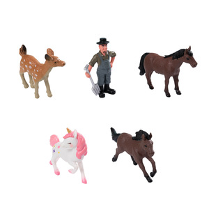 Figurines d'animaux de ferme miniatures en PVC, ensemble cadeau artisanal avec cheval, cerf, fermier, licorne pour décorations de paysage DIY - Product Image 1