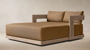 Chaise longue en teck moderne avec coussins en polyester, dossier solide, mobilier d'extérieur, design contemporain, durable, utilisation sur sol dur - Product Image 2