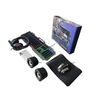 Kit de jeu filaire USB 5 en 1 de haute qualité avec rétroéclairage, combo clavier 104 touches, souris, casque, tapis de souris et haut-parleur
