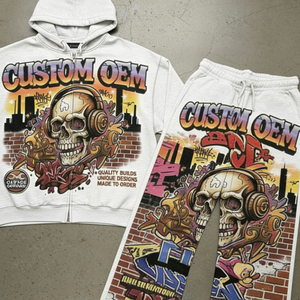 Sudadera con Capucha para Hombre, Personalizada con Impresión Digital, 400 GSM, Gruesa, con Cierre, Hombros Caídos, Talla Grande, Conjunto de Dos Piezas - Product Image 2