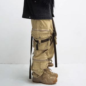 Prix de gros, logo personnalisé, vêtements de rue hip-hop, jeans à jambes droites multi-poches, tissu en toile de coton 100%, pantalon cargo pour hommes - Product Image 4