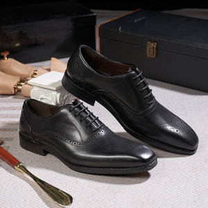 Chaussures Oxford pour hommes sur mesure de haute qualité en cuir véritable élégantes et respirantes, adaptées aux mariages, aux fêtes et aux occasions décontractées - Product Image 2