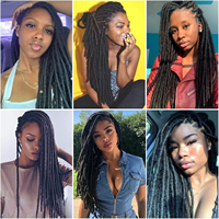 Nu Locs Cheveux au crochet, Dreadlocks africaines, Tresses synthétiques de 24 pouces, Double trame machine, Fibre haute température