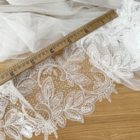 Fil de soie de poisson léger et doux avec broderie de paillettes et dentelle pour voile de mariée et robe de mariée