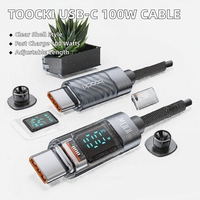 Câble de charge rapide USB C vers USB C PD 100W en nylon tressé de 1 m avec affichage numérique de la puissance pour smartphones et ordinateurs portables