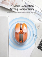 MOFii M60 Translucent Striped BT 2.4G Wired Triple Mode Quiet Ergonomic Office Gaming Rechargeable 400mAh Wireless Mouse