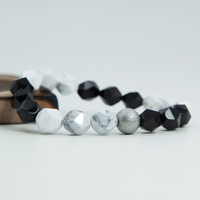 10mm Méditation Naturelle À Facettes Howlite Noir Onyx Perles Givrées Vintage Charme Bijoux De Mode DIY Stretch Protection Bracelet
