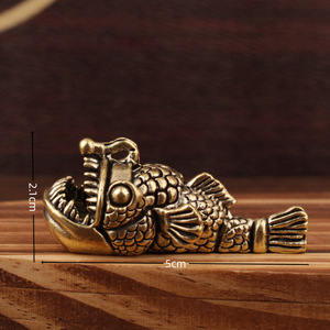 <b>Retro</b> Deep Sea Anglerfish Brass Desk Ornament 2Pcs Office <b>Decor</b> Gift - Product Image 4