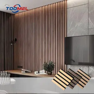 Tấm gỗ trên tường 2600*600mm Walnut Acoustic tấm slat Acoustic Bảng điều khiển tường trang trí