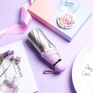 Titanium Silver Dual-Use Women's Folding Umbrella Sun Rain Protection Travel Modern Design 8Ribs <b>Pocket</b> Parasol Fully Shading - Product Image 1