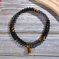 Collier en perles d'aventurine verte naturelle de 8 mm, obsidienne, avec pendentif œil de tigre, bijoux pour homme pour la manifestation de l'argent, du succès et de la prospérité