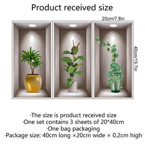 Simulare 3d <span class=keywords><strong>piante</strong></span> verdi in vaso fiori decorazioni per la casa <span class=keywords><strong>adesivi</strong></span> simulazione pianta verde piccoli Bonsai <span class=keywords><strong>adesivi</strong></span> arte della parete - Product Image 3