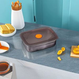 Stainless Steel Food Storage Containers Rectangle Clip-on Lid Refrigerator Airtight Household <b>Lunch</b> <b>Box</b> - Product Image 3