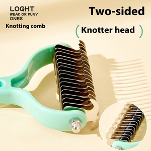 Doppia faccia in plastica Pet spazzola pettine sostenibile toelettatura <span class=keywords><strong>per</strong></span> <span class=keywords><strong>cani</strong></span> strumenti di spargimento con nodo di pelliccia Cutter <span class=keywords><strong>per</strong></span> gatti - Product Image 3