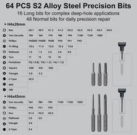Kit Tournevis Électrique Sans Fil avec 64 Embouts de Précision, 5 Niveaux de Couple, Lumière LED, Outil à Main de Bricolage