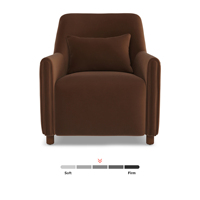 Fauteuil simple en bois massif de haute qualité, confortable, style moderne, pour salon, avec revêtement en tissu coton-lin blanc riz