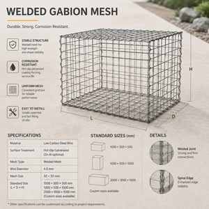 Panier Gabion Soudé en Acier Galvanisé Galfan pour Mur de Soutènement, Décoration de Jardin et Aménagement Paysager – Fourniture en Gros Personnalisée Anti-Corrosion - Product Image 3