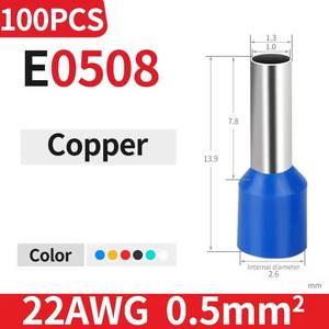 E0508 E7508 E1008 E1508 E2508 E2508 isolate ferregole terminale cavo cavo connettore elettrico a crimpare terminatore criminatore - Product Image 4