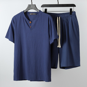 Abbigliamento estivo camicia da uomo <span class=keywords><strong>e</strong></span> Set <span class=keywords><strong>corto</strong></span> cotone cotone completo Chemise Et Short Pour Hommes Shorts Set Costume Pour Hommes - Product Image 5