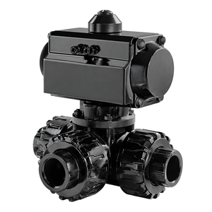 COVNA 40mm 3 Way Pneumatic Actuator PVC Ball <b>Valve</b> Double Union Air Control Ball <b>Valve</b> - Product Image 1