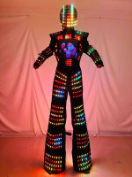 Combinaison de robot numérique à LED en couleur avec casque Disco DJ Party Performance Wear Kryoman Stilts Walker and Dancing
