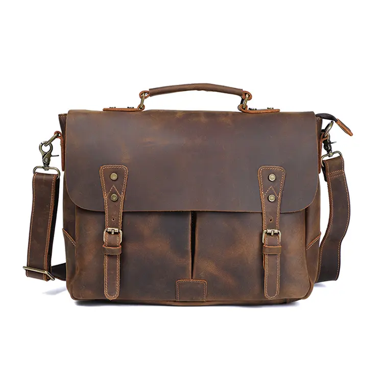 Luxury Custom Brown Men Messenger Bag Leather