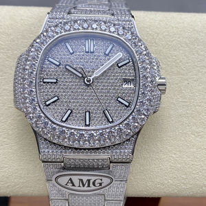 Boîtier de montre de luxe entièrement serti de pierres, or 18 carats personnalisé avec moissanite, montres ultra-minces pour un style intégré - Product Image 1