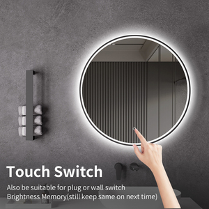 Espejo de luz <span class=keywords><strong>Led</strong></span> de maquillaje de estilo moderno, espejos redondos para baño, pantalla de Interruptor táctil montada en la pared, espejo inteligente para Baño - Product Image 4