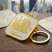 Porte-clés personnalisé en alliage de zinc émaillé plaqué or, avec motif en relief 3D des monuments de New York, idéal pour les touristes et les cadeaux de ville
