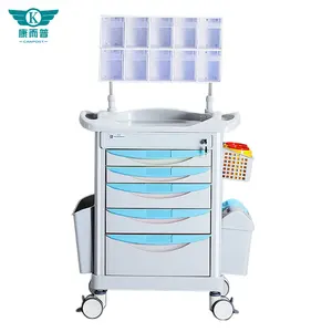 Bệnh Viện Sử Dụng Đồ Nội Thất Cung Cấp Thiết Bị 5 Ngăn Kéo ABS Gây Mê Giỏ Hàng Y Tế Cán Xe