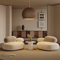 Ensemble Canapé Modulable GEDO Crème Galet, Carré en Tissu Créatif pour Salon de Coiffure ou Réception
