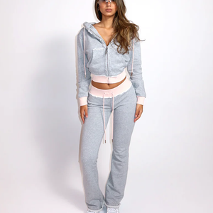 נשים אפור מצויד חליפה מותאמת אישית בתוספת גודל חורף קל משקל בקיץ קל משקל ל חדר כושר 2 יחידות - Product Image 4