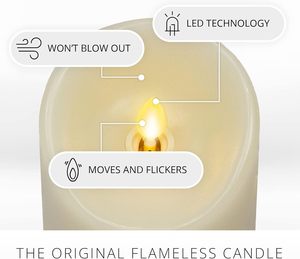 Bougie électrique LED en cire véritable avec mèche mobile sans flamme pour la décoration intérieure, idéale pour les centres de table de mariage, motif pilier - Product Image 3