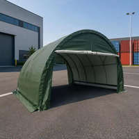Abri de voiture rond en acier thermolaqué vert 12'x20'x8' avec toile en polyéthylène imperméable pour le stationnement et le stockage des voitures