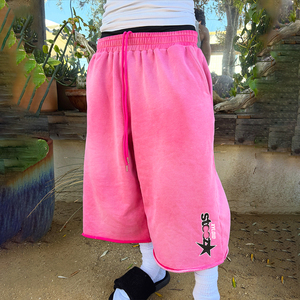 Streetwear Raw Hem Oversized Jogger 3/4 <b>Long</b> Sweat <b>Shorts</b> Manufacturers Custom Capris Sweatpants Cutoff Acid Wash <b>Shorts</b> For <b>Men</b> - Product Image 2