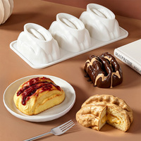 Moule à gâteau en silicone plissé à 3 maillons, forme longue barre style français, outil de cuisson facile à démouler pour desserts