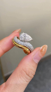 Bague de fiançailles APRICOT JEWELS 3 carats en diamant de laboratoire taille poire, en or jaune 14K, certifiée IGI, luxe, style hip-hop, pour mariée, haute joaillerie - Product Image 6