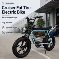 Vélo électrique Cruiser à pneus larges, style cyclomoteur rétro, avec porte-bagages arrière et batterie amovible pour concessionnaires et fournisseurs OEM