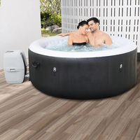 Spa Redondo Inflable Para 1-2 Personas Para Uso Exterior Con Baño De Burbujas Y Piscina Climatizada
