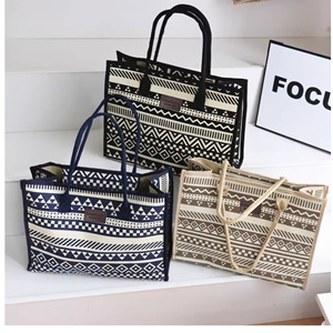 Sac à main pour femme, style ethnique, en toile, grande capacité, sac de maman, pour le travail, sac à bandoulière simple - Product Image 4